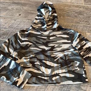 Camouflage Cropped Hoodie Long Sleeve